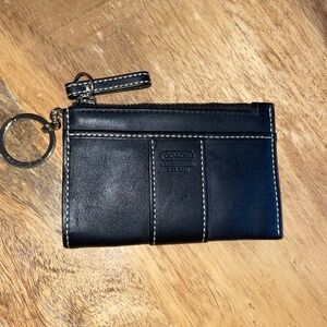 Coach Black leather keychain wallet
